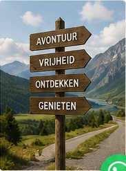 Wegwijzer avontuur vrijheid ontdekken genieten